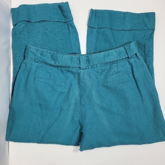 Rafaella 100% Linen Women's Aqua Blue Pants in a Size 10 - Picture 5 of 10